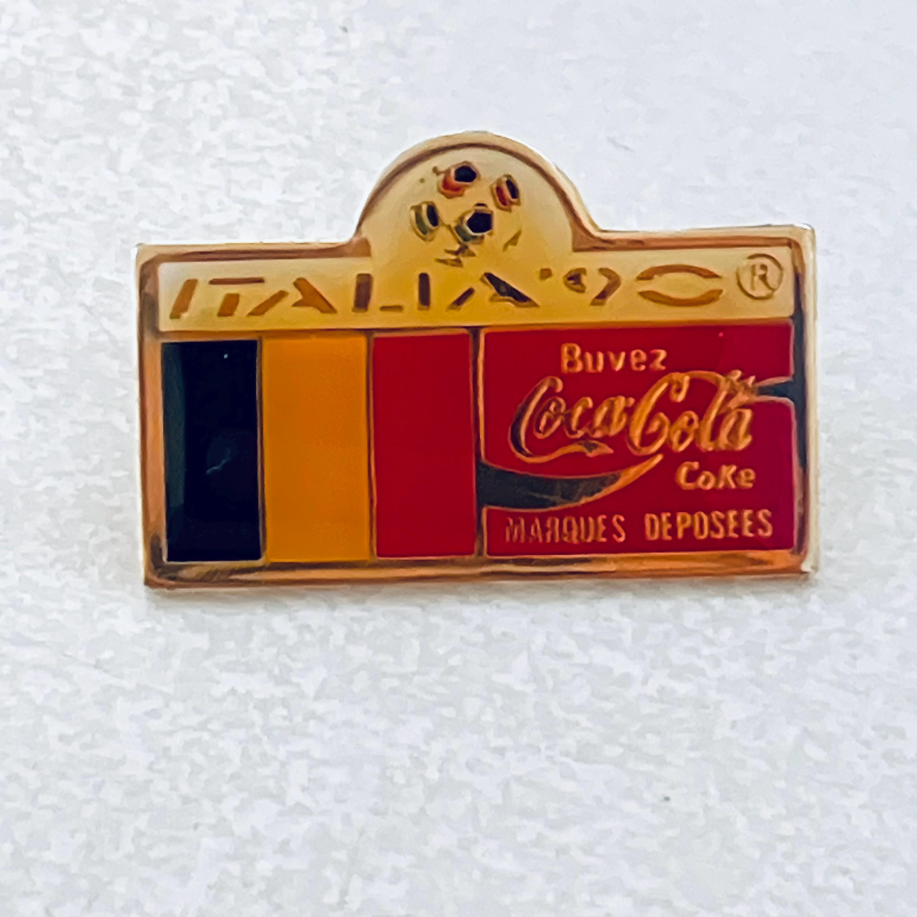 ◆レア　Coca-Cola◆ ピンバッジ Vintage COCA COLA BELGIUM Italia 90 World Cup Lapel Pin, Enamel