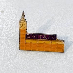Vintage BRITAIN Big Ben Enamel Pin, Lapel, Hat, Pin back, Uk, Dr Who, England, Great Britain, Westminster, London
