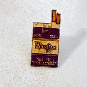 Vintage WINSTON Cigarettes Lapel Pin, Enamel Pin, Pinback, 70s, 80s, Budweiser, Camel, Marlboro, 100s pack, King Size
