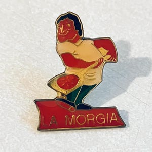 Vintage PIZZA CHEF Lapel Pin, Enamel Pin, Pinback, Hat Pin, 80s, Italian, Italy, La Morgia, Cook