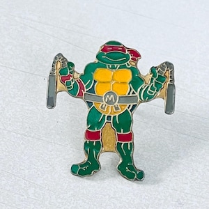Vintage MICHELANGELO Teenage Mutant Ninja Turtle Lapel Pin, Enamel Pinback, 80s, 90s, Sonic, Simpsons, X-Men, Spiderman