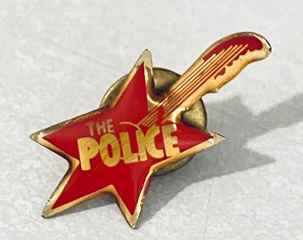 Vintage THE POLICE Guitar Logo Lapel Pin, Enamel Pin, Hat, Pinback, Sting, Genesis, Madonna, Elvis Costello, Rolling Stones, Springsteen