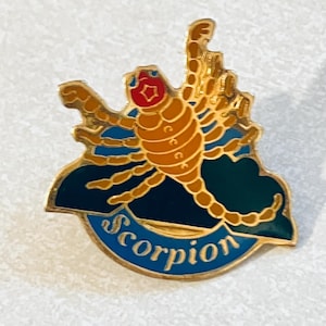 Vintage SCORPIO Scorpion Astrology Lapel Pin, Enamel Pin, Pinback, Hat Pin, October, November, Zodiac, 80s