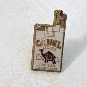 Vintage CAMEL Lights Cigarettes Pack Lapel Pin, Enamel Pin, Pinback, 70s, 80s, Budweiser, Winston, Lucky Strike, Marlboro