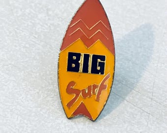 Vintage BIG SURF Lapel Pin, Enamel Pin, Pinback, Hat Pin, Surfing, Surfboard, Hawaii, Beach, Miami, California, 80s
