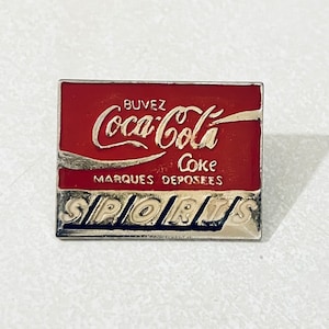 Vintage French COCA COLA Sports Lapel Pin, Enamel Pin, Pinback, Coke, Pepsi, Soda, Pop, 80s