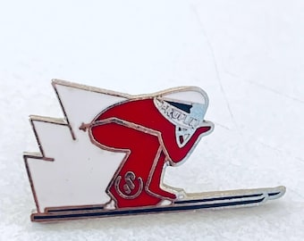 Vintage DOWNHILL SKI SKIER Lapel Pin, Enamel Pin, Pin back, Hat Pin, 80s, Vale, K2, Snowboarder