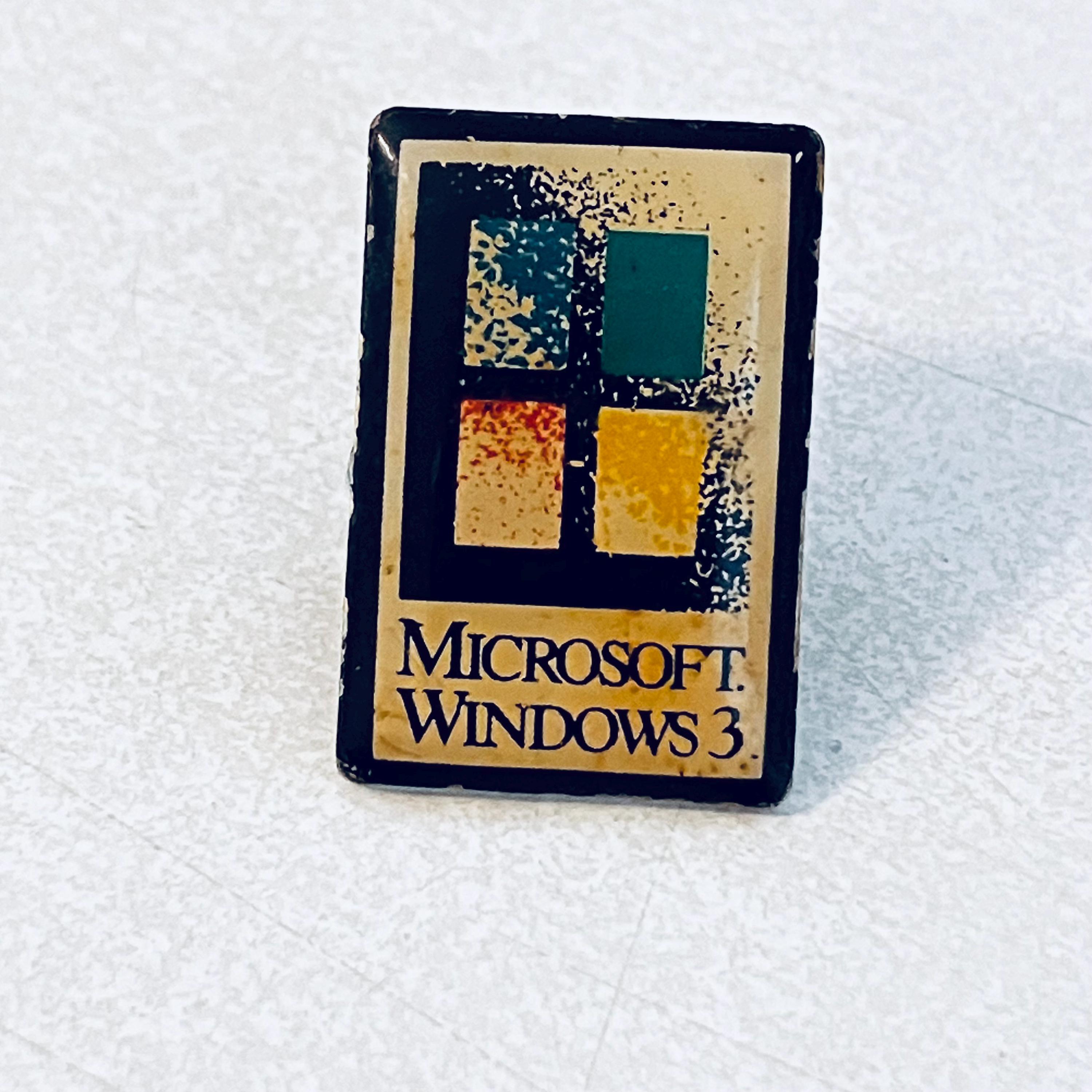 Vintage MICROSOFT WINDOWS 3 Computer Lapel Pin, Enamel Pinback, Hat ...