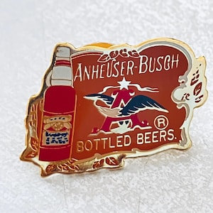 Vintage Anheuser Busch Logo Budweiser Bottled Beer Lapel Pin, Enamel Pin, Pinback, Bartender Pin, Hat Pin, Americana, 80s, 90s