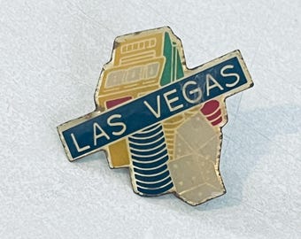 Vintage LAS VEGAS Slot Machine Poker Chips Craps Lapel Pin, Enamel Pinback, 70s, Gambling, Dice, Playboy, Slots