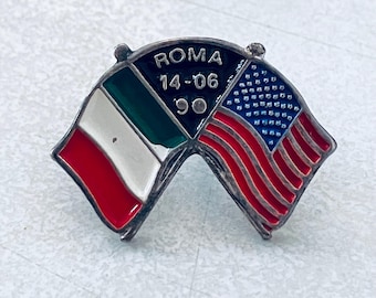 Pin de solapa vintage de la Copa Mundial de 1990, EE. UU., Italia, pin de esmalte, pinback, Coca-Cola, fútbol, 14 de junio, Roma