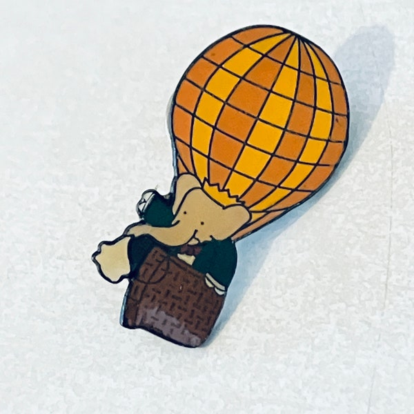 Vintage BABAR Elephant Hot Air Balloon Lapel Pin, Enamel Pin, Pinback, Hat Pin, Disney, Mickey Mouse, Smurfs, Asterix