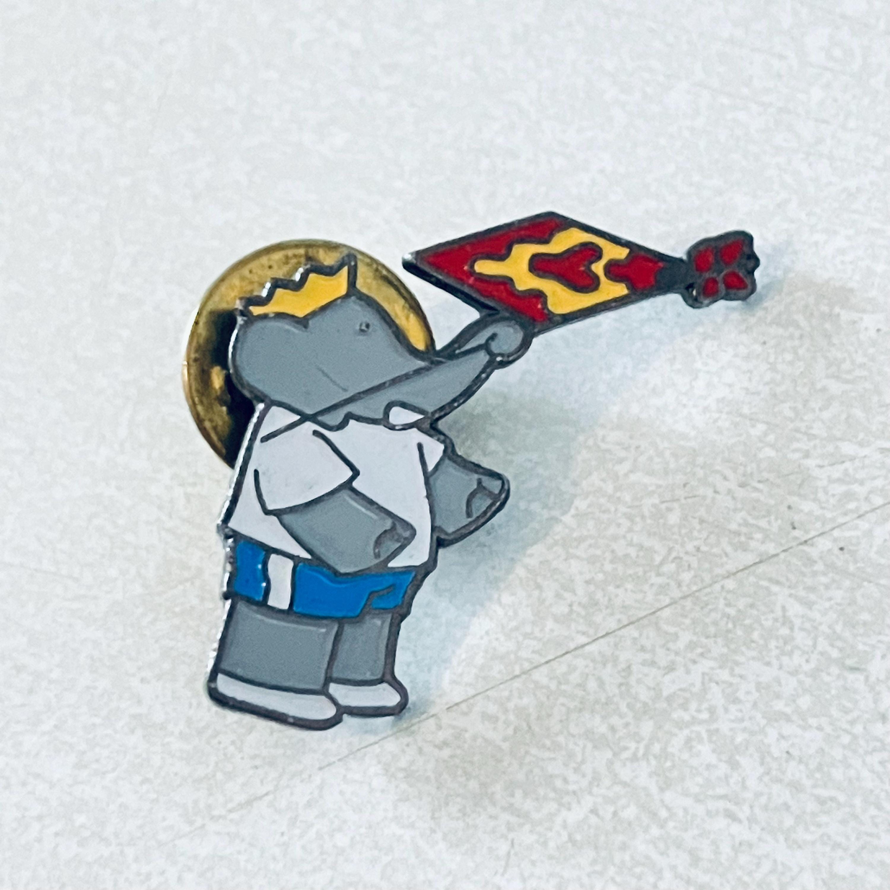 Vintage BABAR KITE Lapel Pin, Enamel Pin, Pinback, Hat Pin, Disney, Mickey Mouse, Smurfs, Asterix, Bike