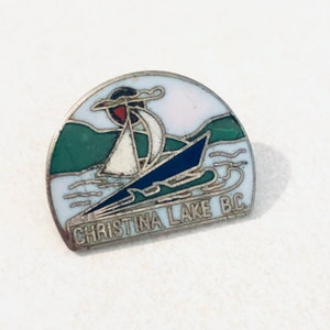 Vintage CHRISTINA LAKE Canada Lapel Pin, Enamel Pin, Pinback, Hat Pin, British Columbia
