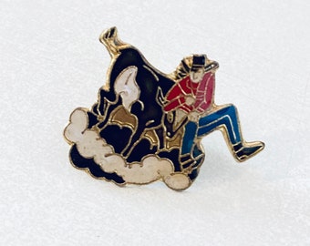 Vintage Cool COWBOY Rodeo Lapel Pin, Lone Star, Enamel Pin, Pinback, Hat Pin, Texas, Longhorns, Cowboys, Rangers, Houston, Dallas, 70s 80s