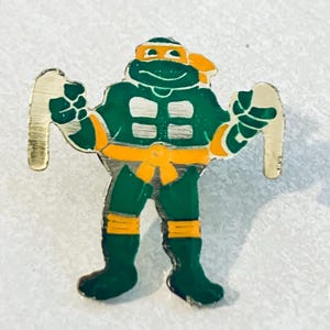 Vintage MICHELANGELO Teenage Mutant Ninja Turtle Pin, Enamel Pin, Pinback, Hat Pin, 80s, 90s, Sonic, Simpsons, X-Men, Spiderman