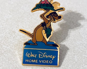 Rare LION KING Timon Lapel Pin, Enamel Pinback, Hat, Disney Home Video, Pumbaa, Simba  90s
