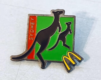 Vintage Sydney McDonald's Lapel Pin, Enamel Pinback, Coke, McNuggets, Big Mac, Ronald, Kangaroo, Australia, Melbourne, 90s
