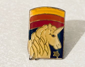 Vintage UNICORN Rainbow Enamel Pin, Lapel, Hat, Pinback, Kawaii, Fantasy, Pegasus, 70s, 80s