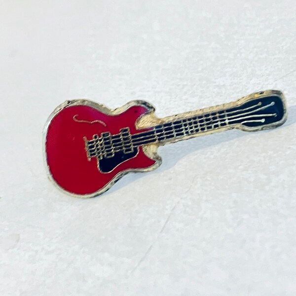 Vintage GIBSON ES-335 Cherry Electric Guitar Pin, Enamel Pin, Lapel, Hat, Pinback, Punk, rock n roll, Grunge, 80s