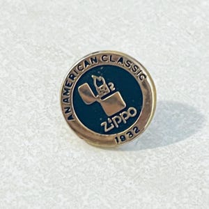 Vintage ZIPPO Cigarette Lighter Lapel Pin, Enamel Pinback, 70s