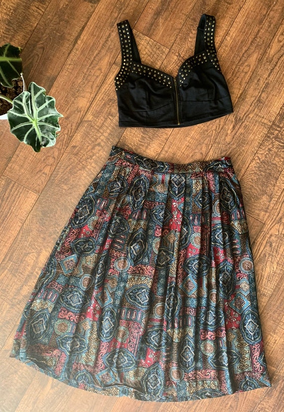 Vintage High Waist Pleated Skirt