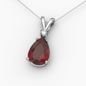 Ruby Necklace Sterling Silver / 925 Silver Pendant