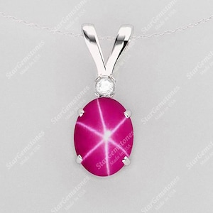 Star Ruby Pendant Necklace 925 Sterling Silver / Necklace for Women / Gift For Her