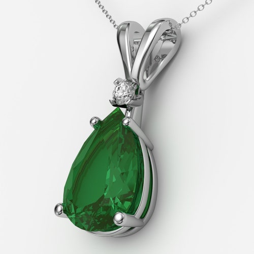 Emerald Necklace Sterling Silver / 925 Silver Emerald Etsy