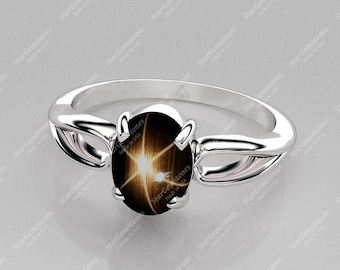 Genuine Black Sapphire Ring 925 Sterling Silver / Ring For Women / Gift For Her