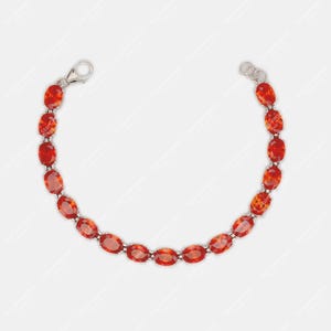 Mexican Fire Opal Tennis Bracelet in 925 Sterling Silver