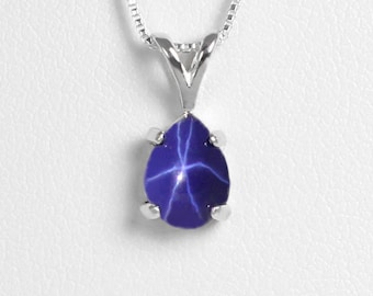 Genuine Blue Star Sapphire Necklace Sterling Silver / 925 | Etsy