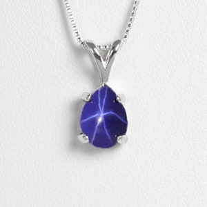 Cornflower Star Sapphire Necklace 925 Sterling Silver / Blue Star Sapphire Pendant