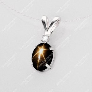 Genuine Black Star Sapphire Pendant Necklace 925 Sterling Silver / Necklace For Women / Gift For Her