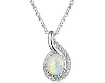 Rainbow Fire Opal Sterling Silver Necklace / Twist