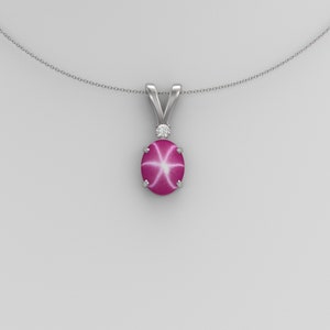 Star Ruby Necklace Sterling Silver / 925 Silver Star Ruby Pendant for Women image 2