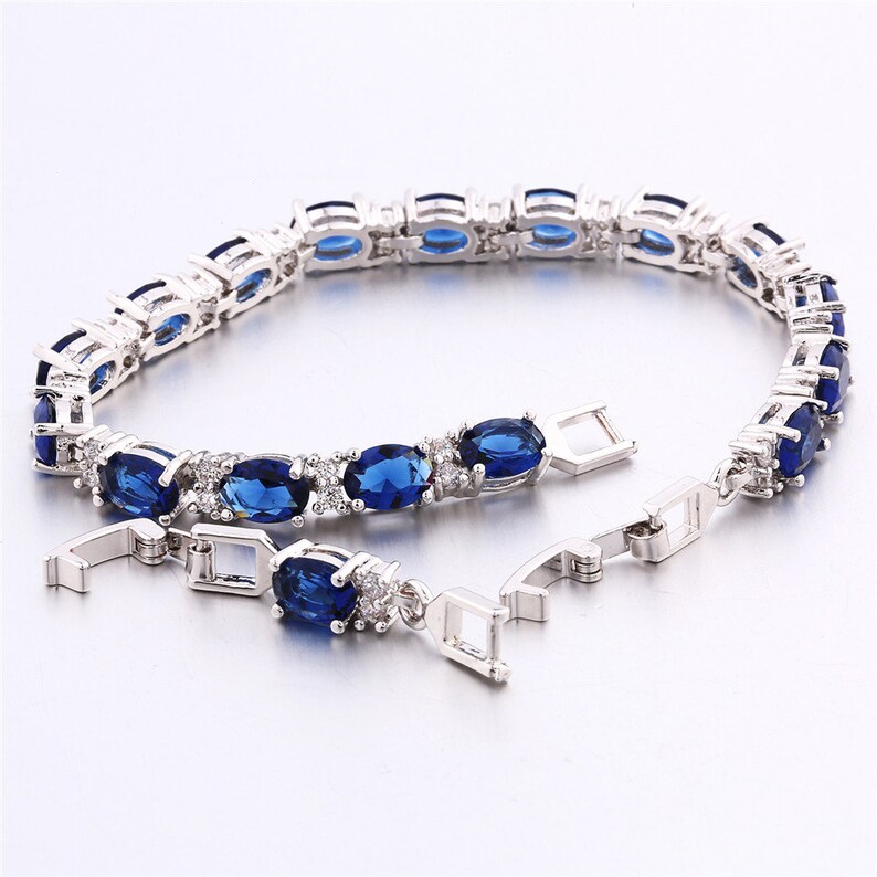 Blue Sapphire Bracelet White GoldFilled / Blue Sapphire Etsy