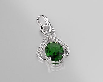 Emerald Necklace Sterling Silver 925 / Infinity-Style Pendant
