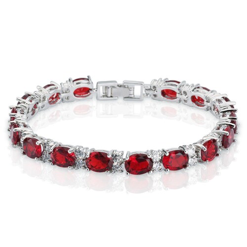 Ruby Bracelet White Goldfilled / Ruby Tennis Bracelet With Etsy