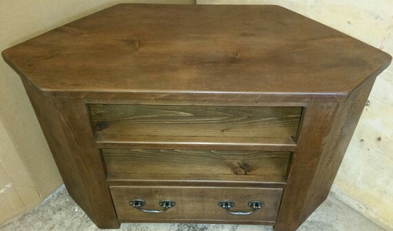 Rustic Plank Furniture New Real Solid Wood Corner Tv Cabinet Etsy