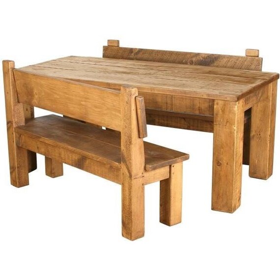 Rustic Plank Furniture Real Solid Wood Chunky Dining Table and