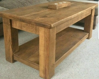 Rustic plank Furniture New Real Solid Wood Chunky Style Rustic Plank Pine Furniture Coffee Table rustic pine furniture and with shelf