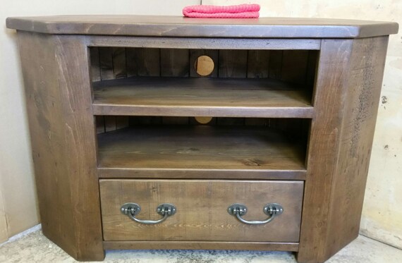 Rustic Plank Furniture New Real Solid Wood Corner Tv Cabinet Etsy