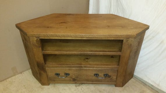 Rustic Plank Furniture New Real Solid Wood Corner Tv Cabinet Etsy