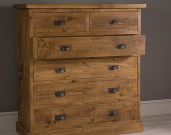 Rustic plank Furniture New Real Solid Wood Chest of Drawers Rustic indigo Plank Furniture Sideboard Base Sawn pine Textured Finish Bespoke