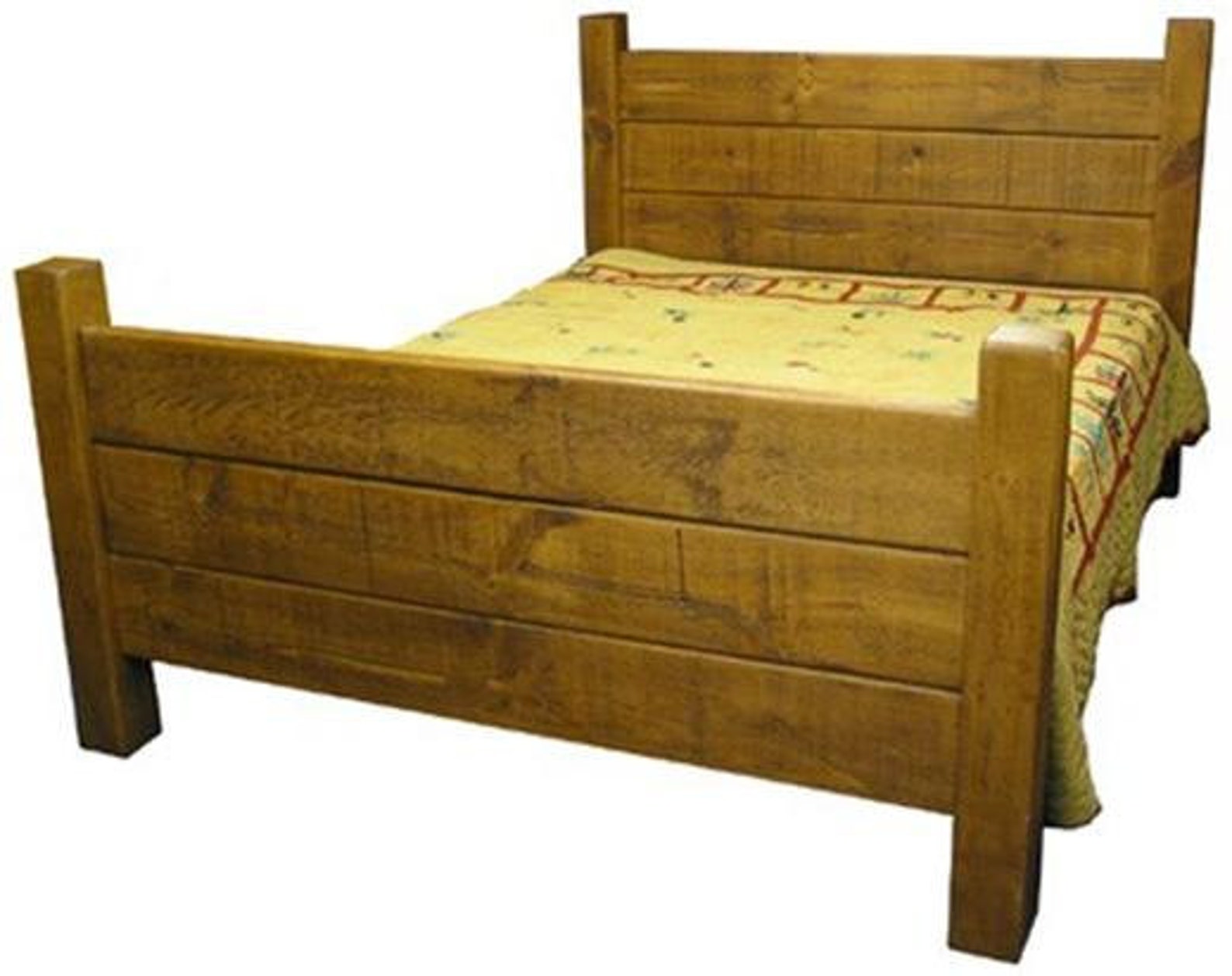 Rustic Plank Furniture New Real Solid Wood Double Bed Indigo Plank