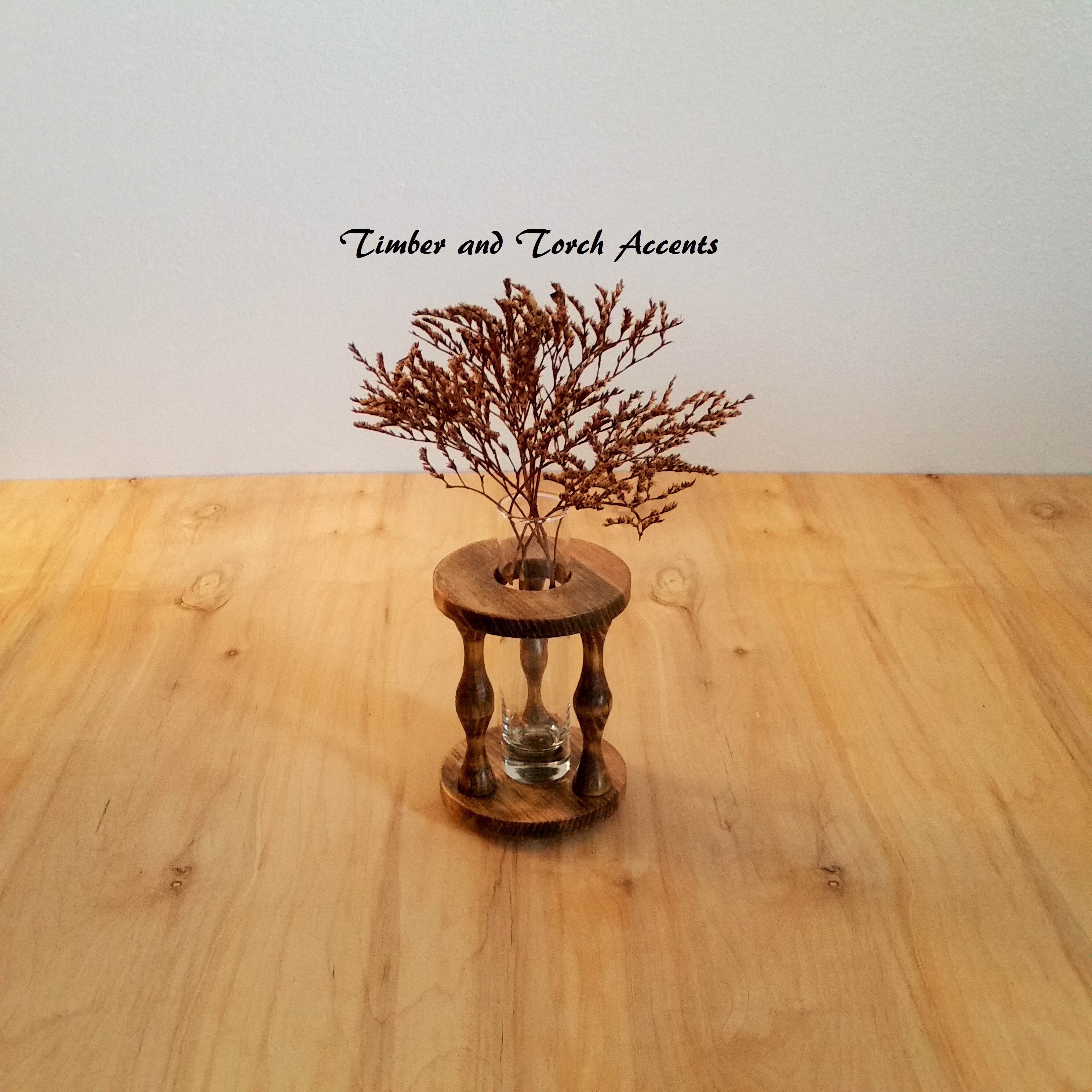 Turned wood bud vase holder Table decor Modern centerpiece Etsy