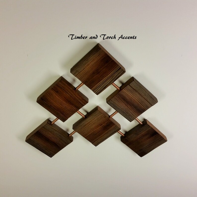 Abstract Wood and Metal Wall Art Geometric Wall Decor Etsy