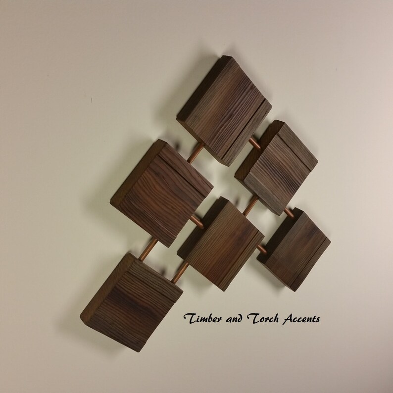 Abstract Wood and Metal Wall Art Geometric Wall Decor Etsy