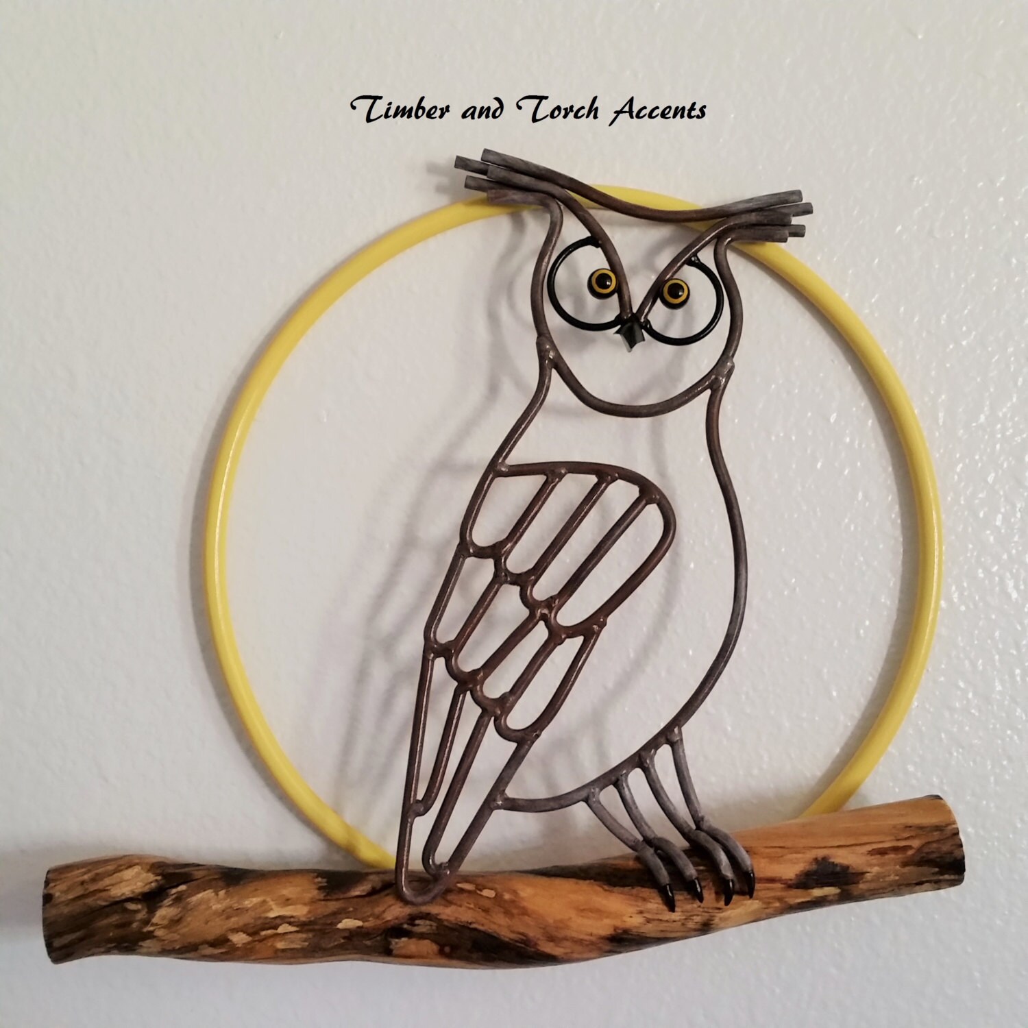 Metal owl on branch Metal wall decor Wildlife wall decor | Etsy